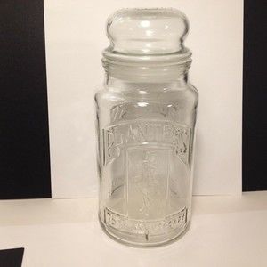 Vintage 1981 75th Anniversary Planters Mr. Peanut Glass Jar with Lid Nice